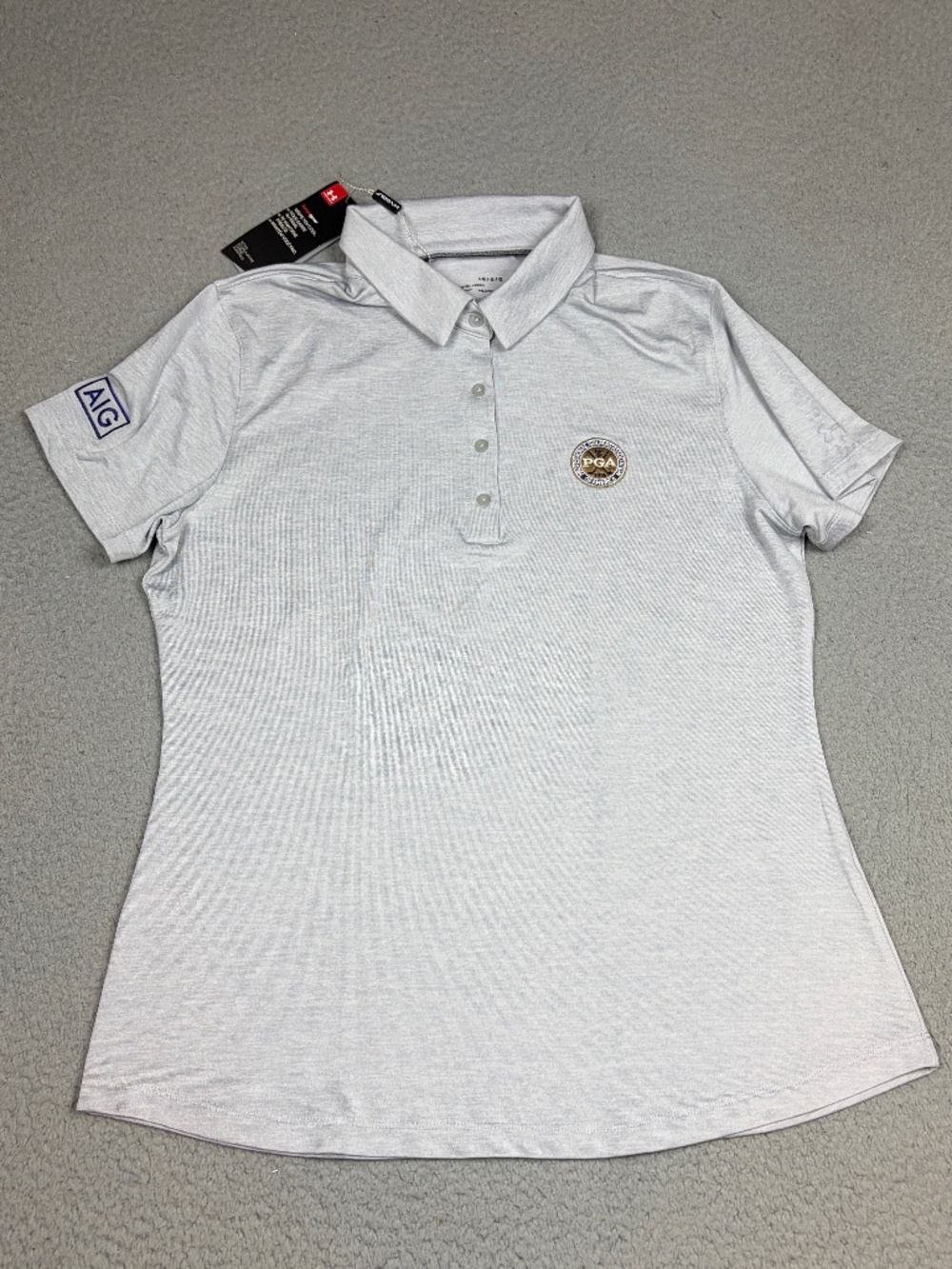 NWT Under Armour PGA Tour Polo Women's Large Gray Golf Performance Wear Casual